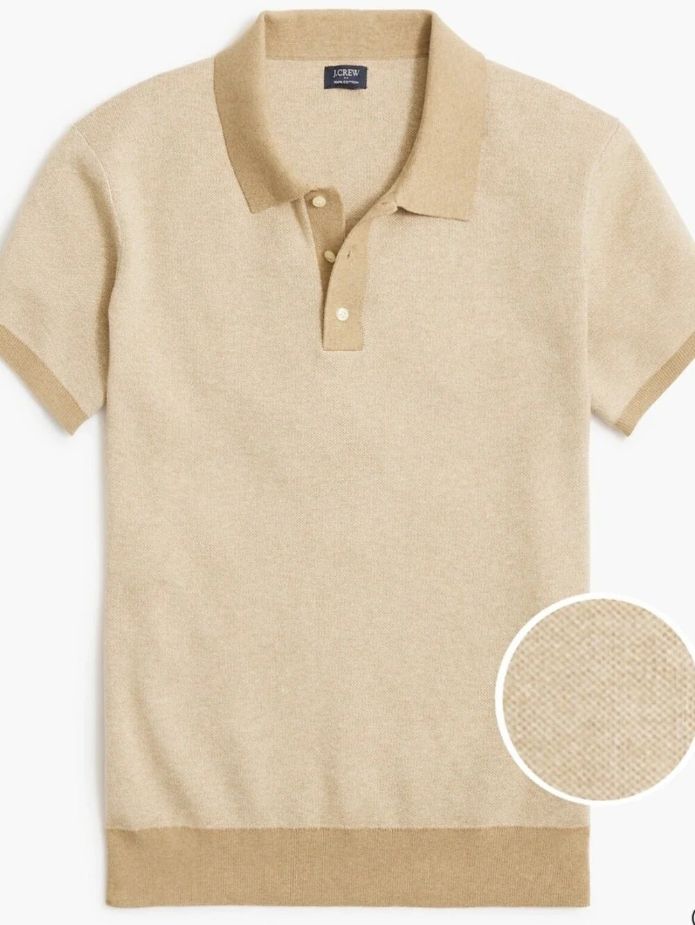 NWT J.Crew Bird's-eye Heather Nut Two Tone Cotton Sweater Polo Shirt Men's M